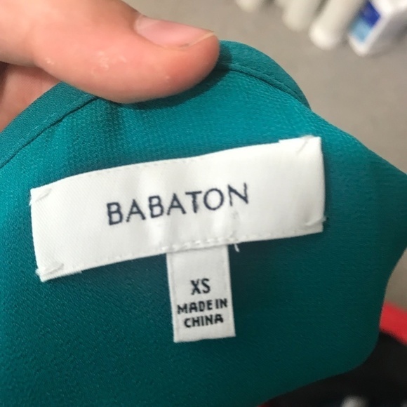 Aritzia Babaton Ilja Pleated Green/Blue Dress - Picture 4 of 7